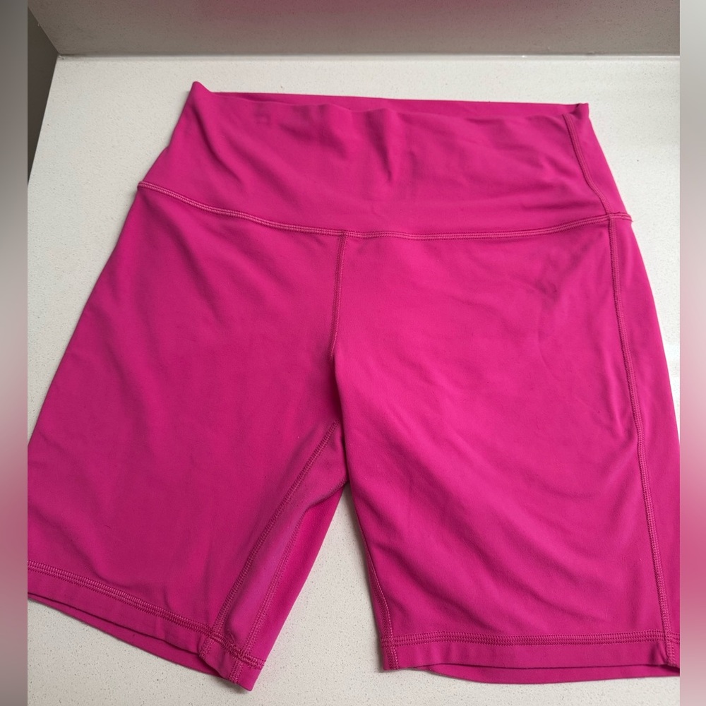 hot pink lululemon align biker shorts